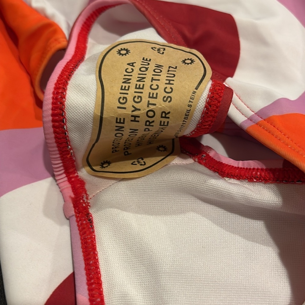One-Shoulder Colorblock Women's One-Piece Swimsuit - Orange & Pink - Picture 4 of 6